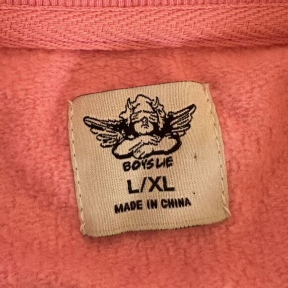 Boys Lie Head in the Clouds Cropped Pink Pullover Sweatshirt Size L/XL - Picture 6 of 8